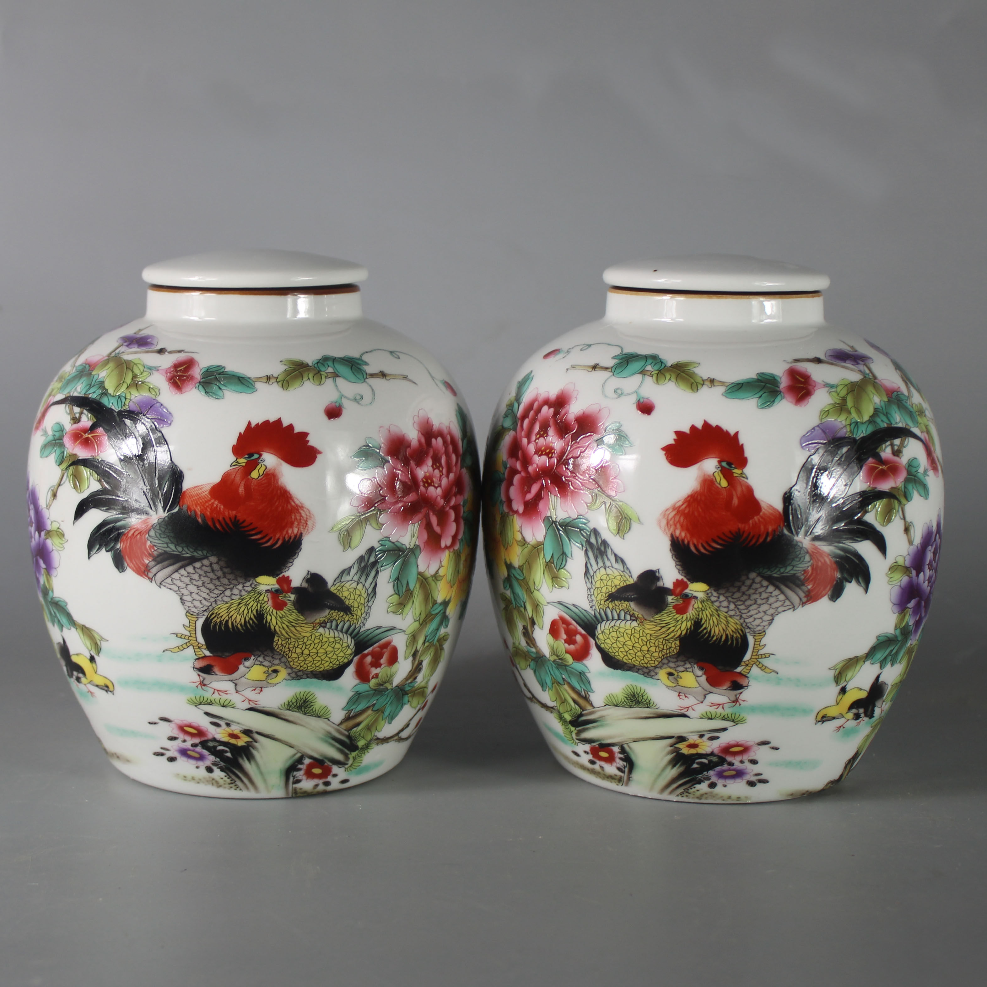 景德镇仿古陶瓷光绪粉彩鸡公全家福枣子罐子边坛家居装饰摆件收纳