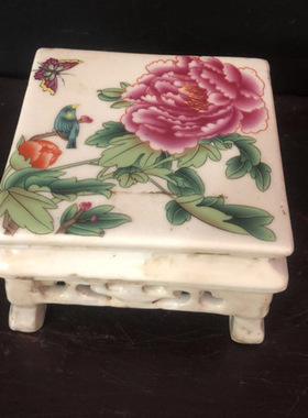 民国粉彩四方桌玉古典装饰摆件