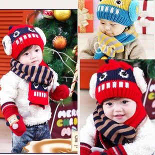 0两六一岁半宝宝帽子秋冬男童6-24个月天女1婴儿可爱围巾套装一体