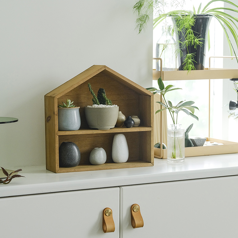 房子造型收纳架复古桌搭