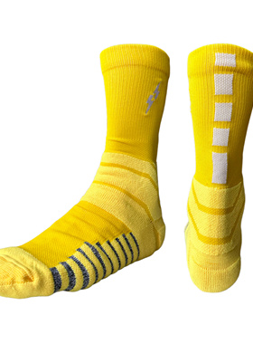 UZPO 湖人勇士黄色搭配篮球袜精英袜毛巾底加厚高帮耐磨