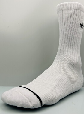 UZPO 高棉透气篮球袜毛巾底专业运动袜男女款长筒高筒简约纯白