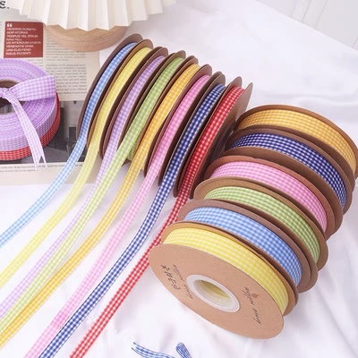 网格丝带蛋糕盒包装格子绸带diy