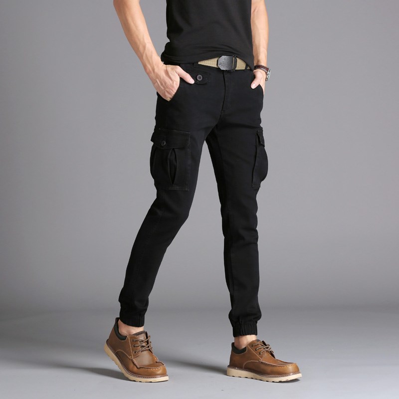秋季彈力多口袋工裝褲男士修身束腳小腳軍褲青少年戶外運動休閑褲在類目 男裝, 休閒褲中 - 來自Buy2taobao.com提供專業的淘寶代購服務