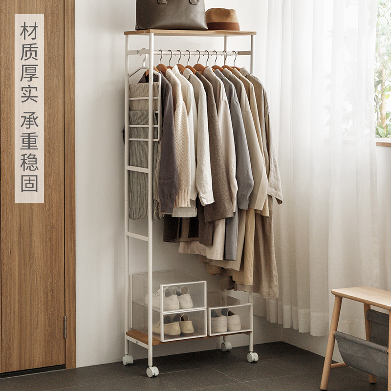 转角衣帽架落地家用卧室立式铁艺挂衣架木质衣架简约置物架