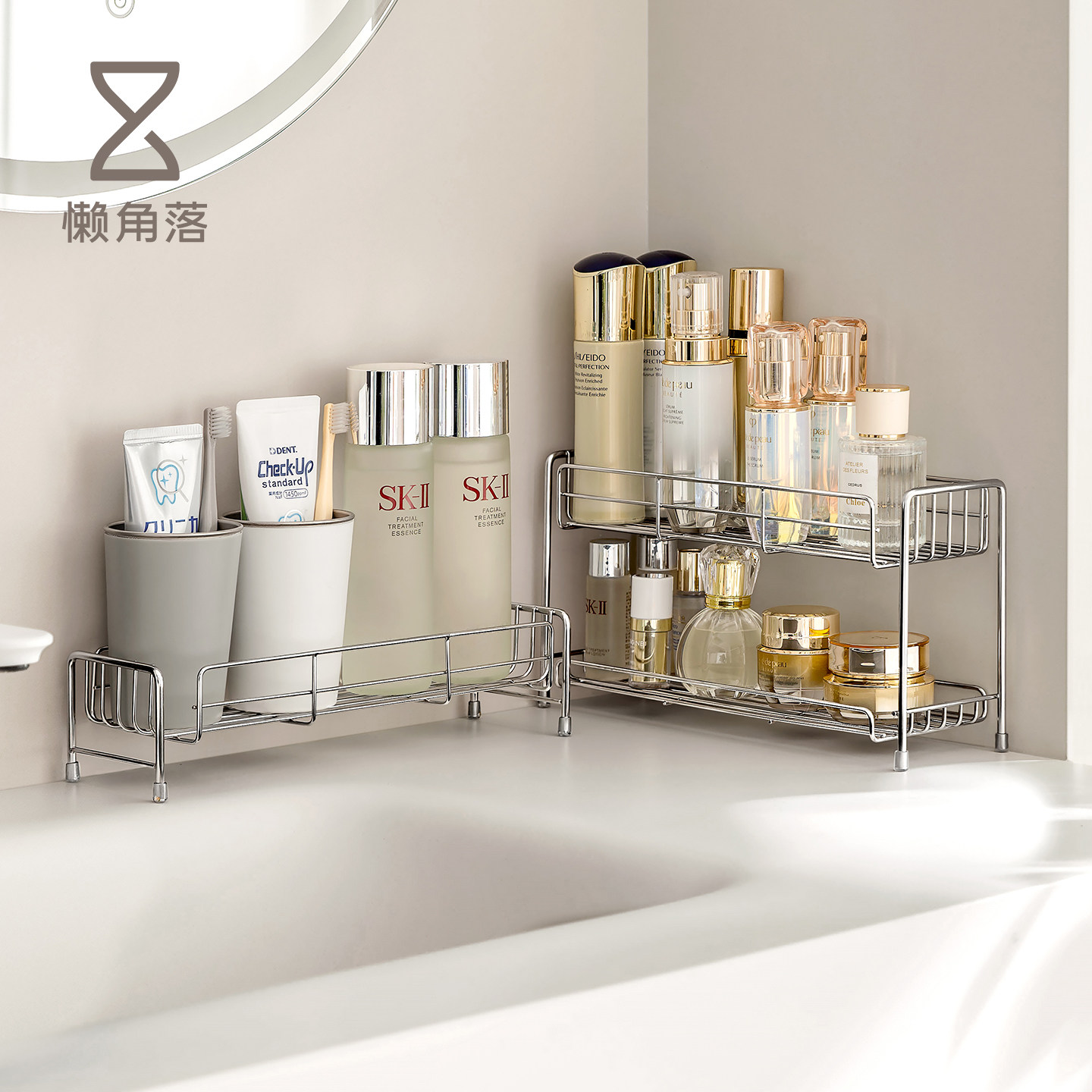 懒角落不锈钢置物架浴室收纳架卫生间洗漱手池窗台面厨房厕所多层