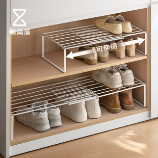 懒角落鞋 子托架收纳隔板分双层 柜收纳架可伸缩省空间利用柜内放鞋