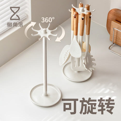 懒角落新款厨房锅铲旋转置物架