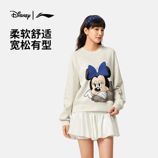 李宁卫衣 迪士尼米妮联名系列 女子秋冬柔软亲肤舒适宽松套头卫衣