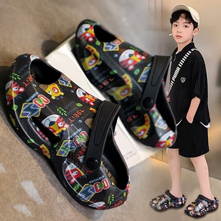 男童拖鞋夏外穿软底防滑儿童下雨天凉鞋踩屎感凉拖两穿涉水沙滩鞋