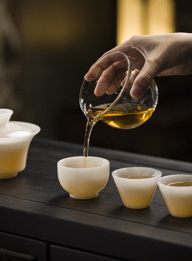 国哥私人定制 禅宗吉祥冰种璞玉旅行茶具套装 白瓷天花板
