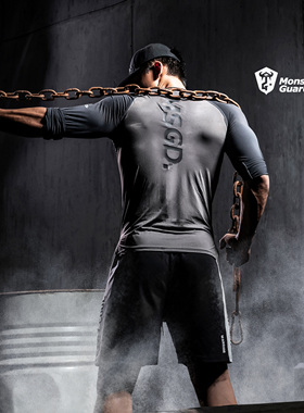 Monster Guardians长袖健身衣男高弹运动T恤跑步训练修身锻炼MSGD