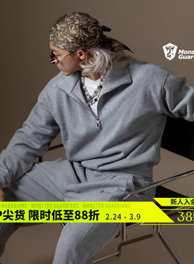 Monster Guardians N系列男子秋冬休闲卫衣卫裤华夫格加绒套装