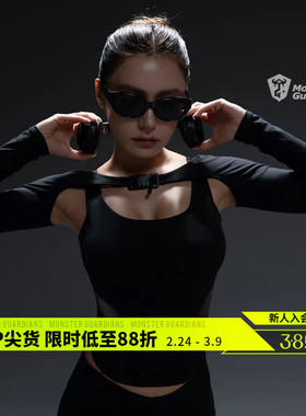 Monster Guardians暗夜系列女子春夏黑色两件式紧身运动健身套装