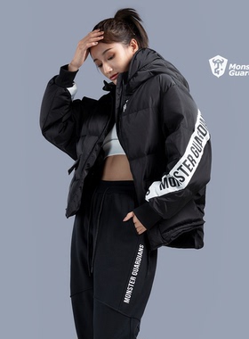 Monster Guardians白鸭绒羽绒服女短款连帽外套冬季加厚棉羽MSGD