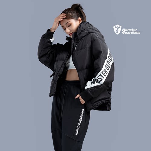 MSGD短款蝙蝠袖女子连帽羽绒服