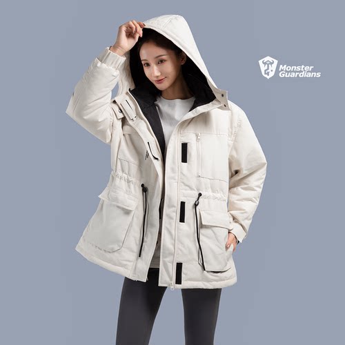 MSGD女子中长款连帽加厚羽绒服