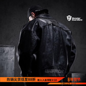 Monster Guardians勇士系列秋冬机能风酷感立体填充绣皮衣外套男