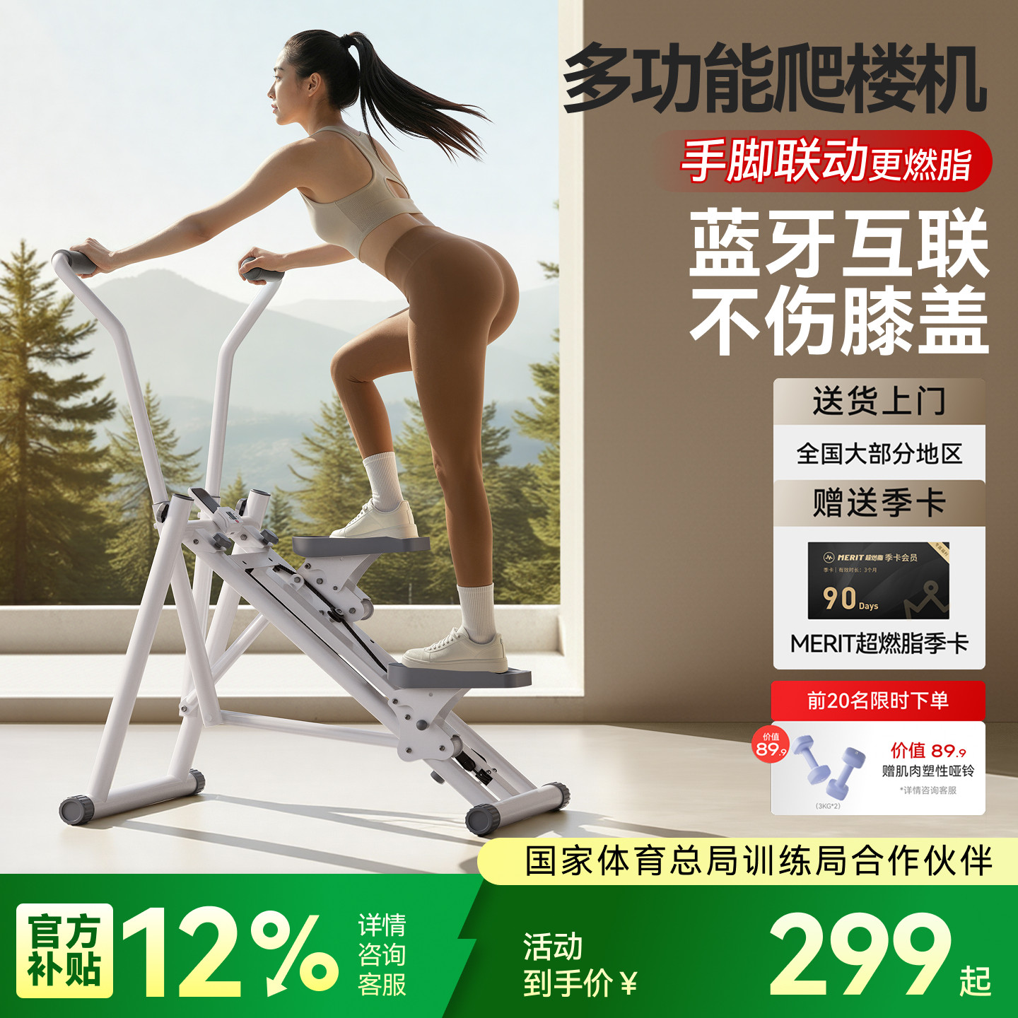 麦瑞克多功能爬楼机健身家用爬坡楼梯登山机踏步小型运动器材2501