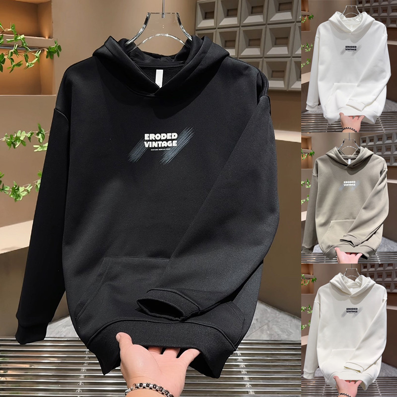 连帽衫男装休闲套头加绒加厚卫衣