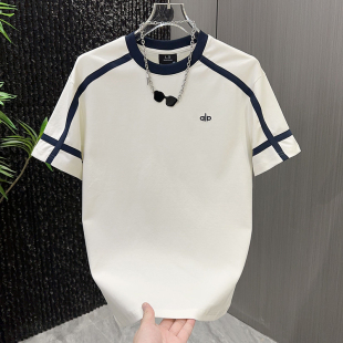 2025韩系百搭休闲T恤轻薄凉感透气短袖 夏季 圆领拼色半袖 时尚 男士