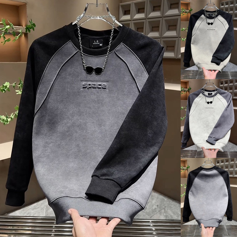 拼色卫衣秋冬加绒保暖轻奢长袖