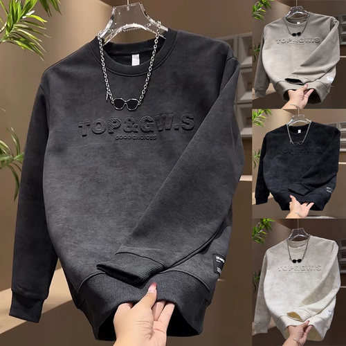 潮流套头钢印字母晕染上衣EHW