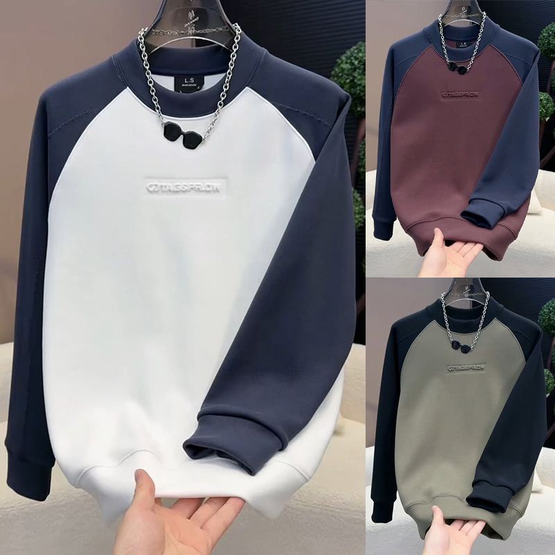 男士字母宽松休闲拼接云朵绒打底