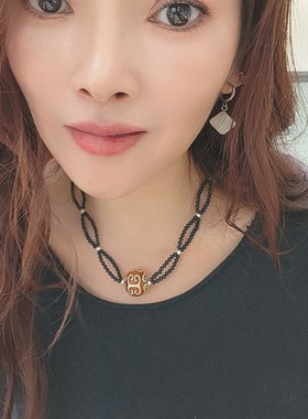 天然黑玛瑙项链女款锁骨链小众设计感高级轻奢气质颈链配饰