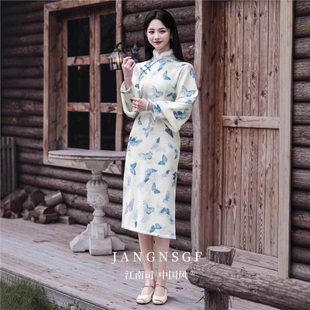 江南司造丨旗袍蝴蝶冬季加厚保暖中小个子复古新中式日常改良国风