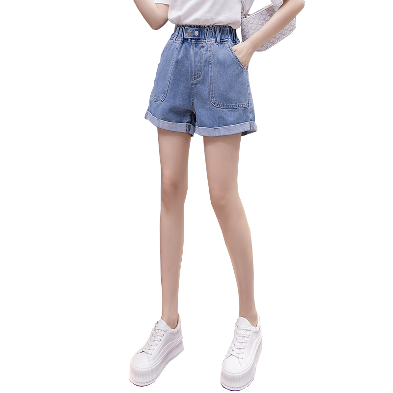 高腰牛仔短裤女阔腿夏2025新款韩版宽松学生百搭显瘦a字外穿热裤