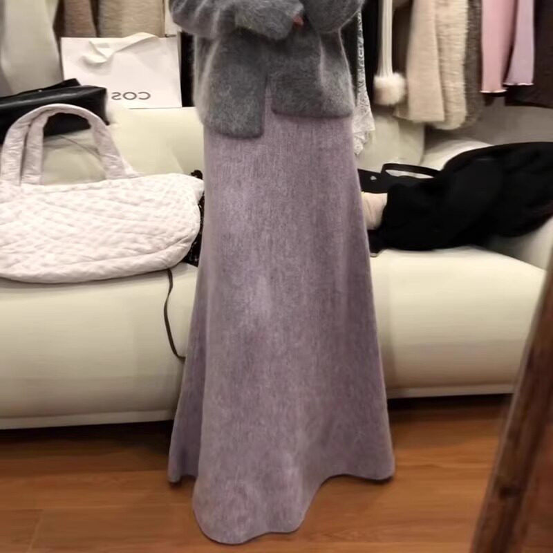 品牌折扣正品女装断码清仓特价不能退换新款紫色针织半身裙子女秋