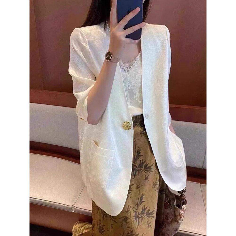 品牌折扣正品女装断码清仓特价不能退换白色高级感缎面雪纺
