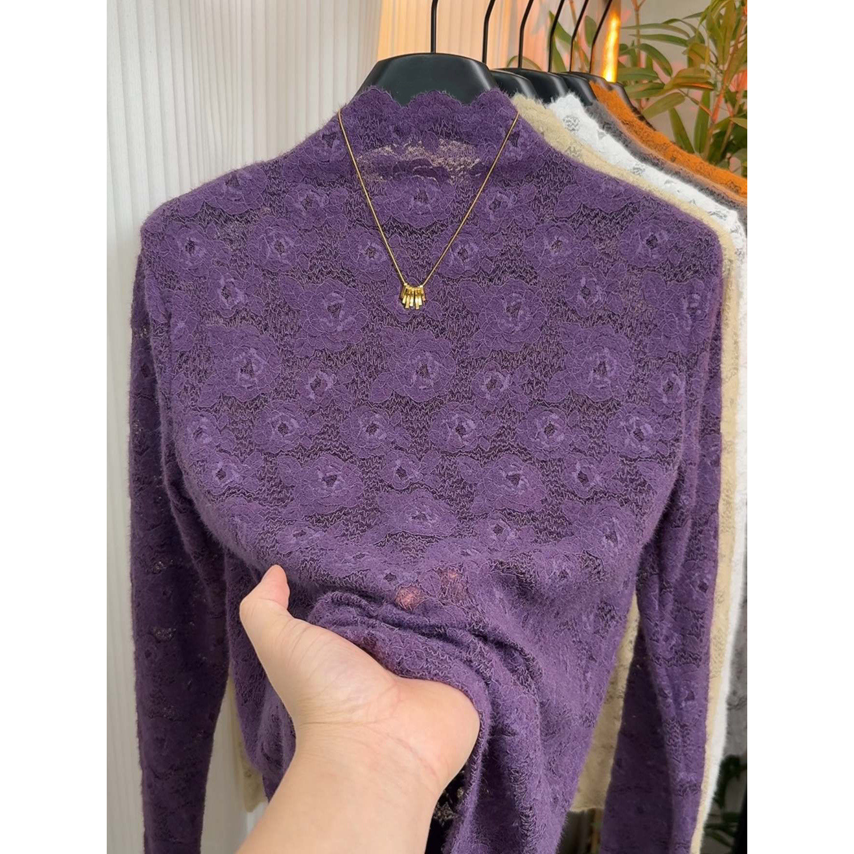 品牌正品女装衣服断码特价清仓 不退换-紫色半高领磨毛打底衫女秋
