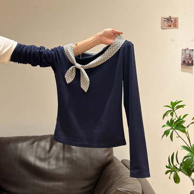 品牌折扣正品女装断码清仓特价不能退换藏蓝色兔耳朵绑带设计感长