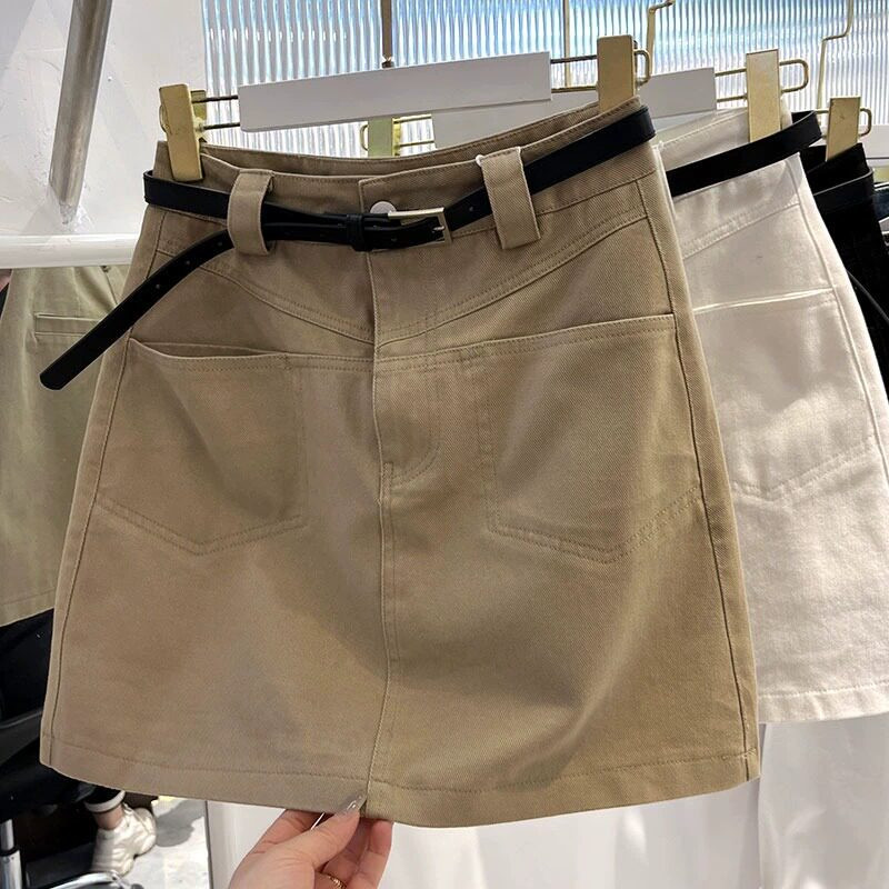 品牌折扣正品女装断码清仓特价不能退换卡其色牛仔半身裙女夏季防