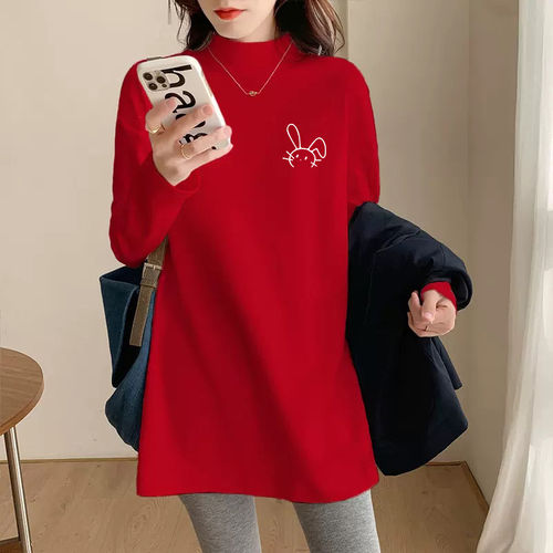 品牌折扣正品女装断码清仓特价不能退换红色半高领打底衫女秋冬内