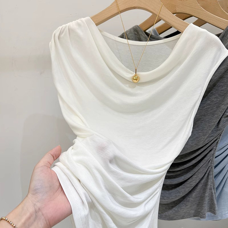 品牌正品女装衣服断码特价清仓 不接受退换-灰色荡领正肩无袖t
