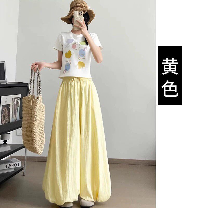 品牌折扣正品女装断码清仓特价不能退换黄色花苞裙裤女夏季新款高