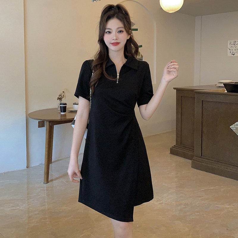 品牌折扣正品女装断码清仓特价不能退换短袖polo领连衣裙子女