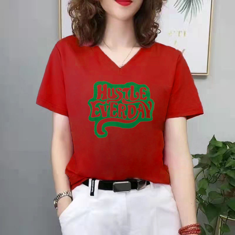 品牌折扣正品女装断码清仓特价不能退换黑色V领t恤女短袖夏季新
