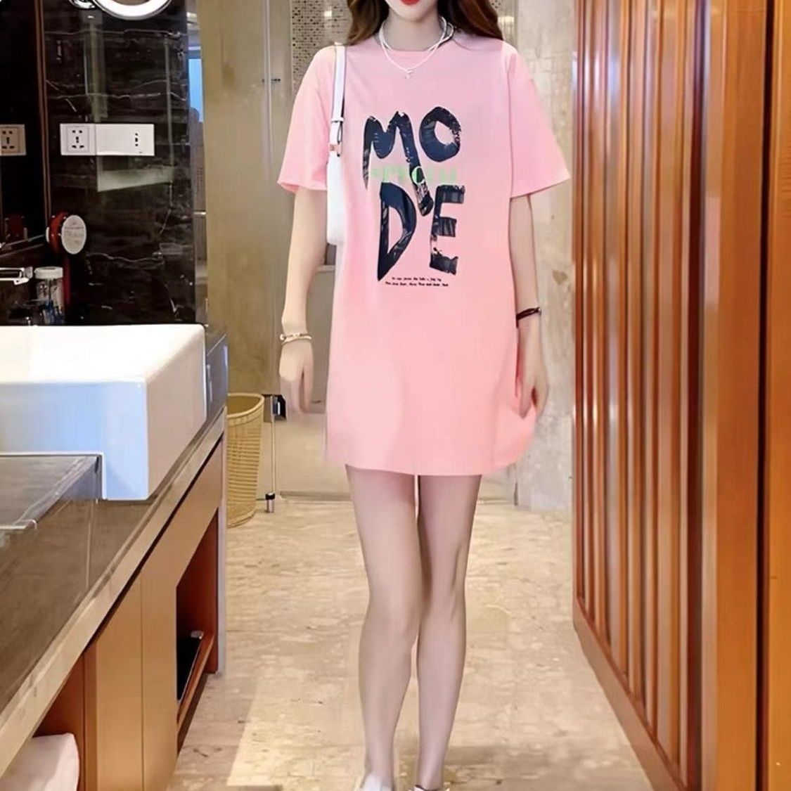 品牌折扣正品女装断码清仓特价不能退换欧货中长款短袖t恤女2026