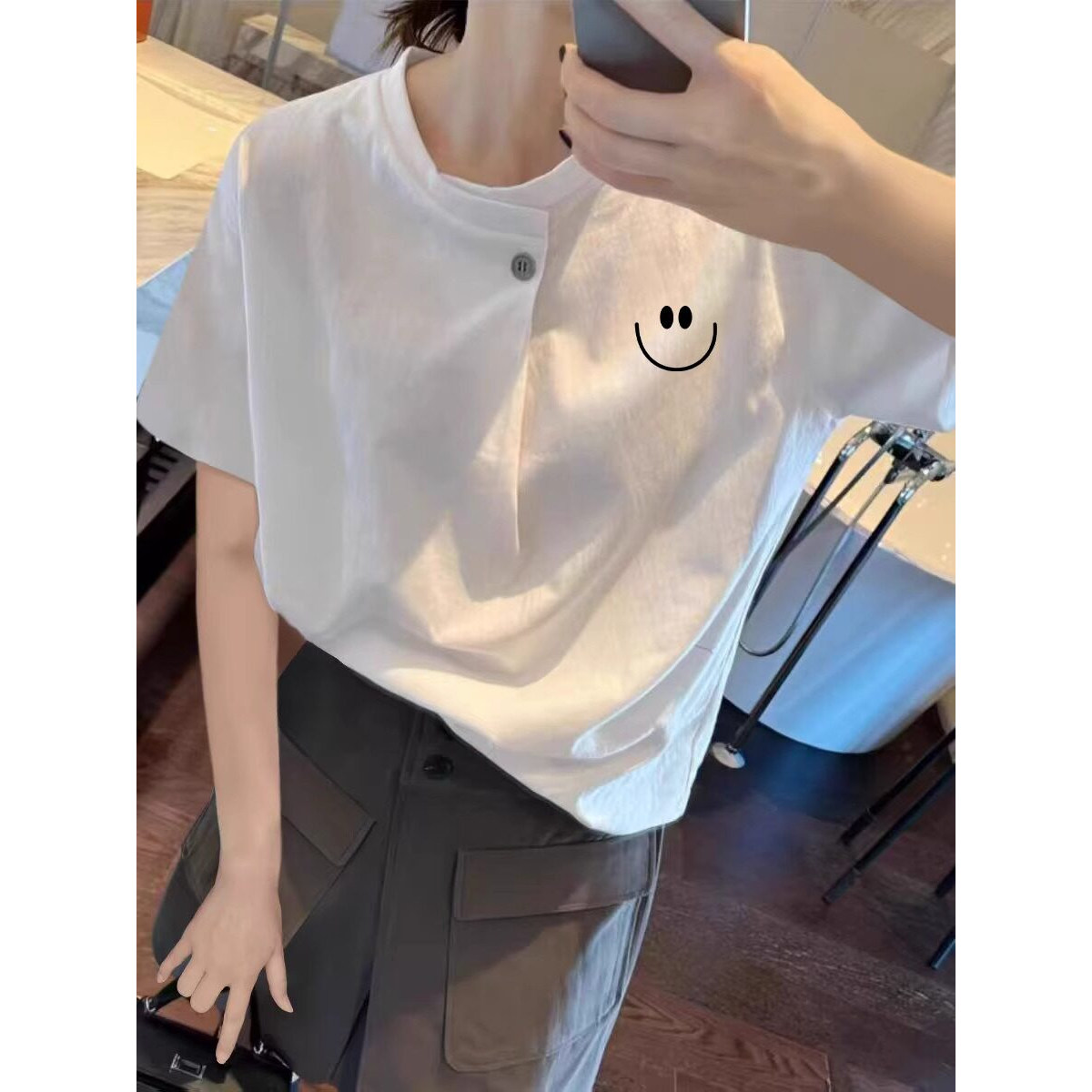 品牌正品女装衣服断码特价清仓 不接受退换-白色纯棉短袖T恤女夏