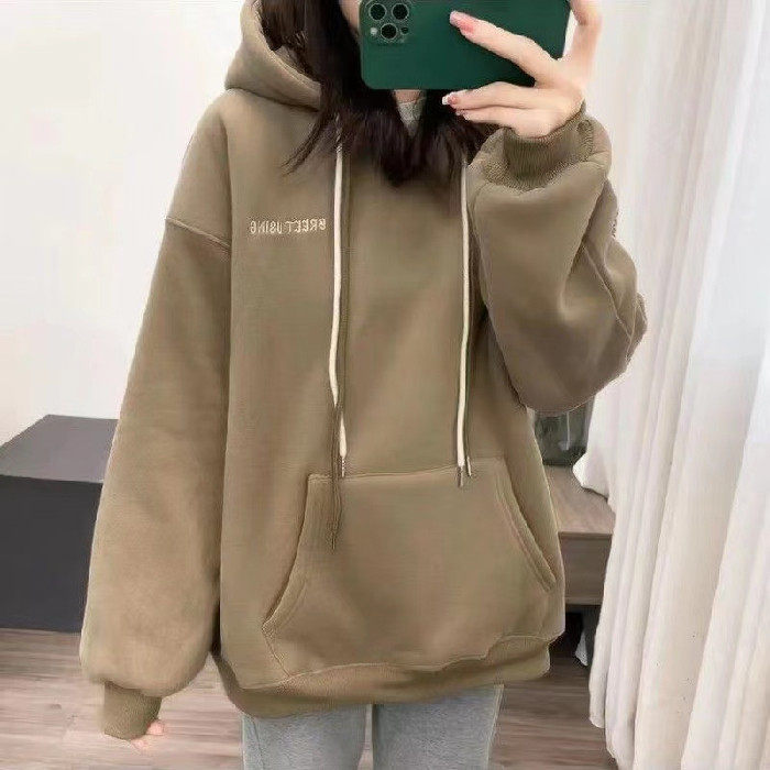 品牌折扣正品女装断码清仓特价不能退换欧货加绒中长款卫衣遮屁股