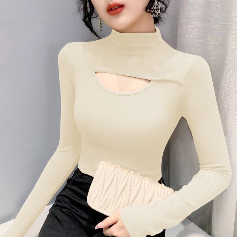 品牌折扣正品女装断码清仓特价不能退换白色半高领打底衫女春秋修