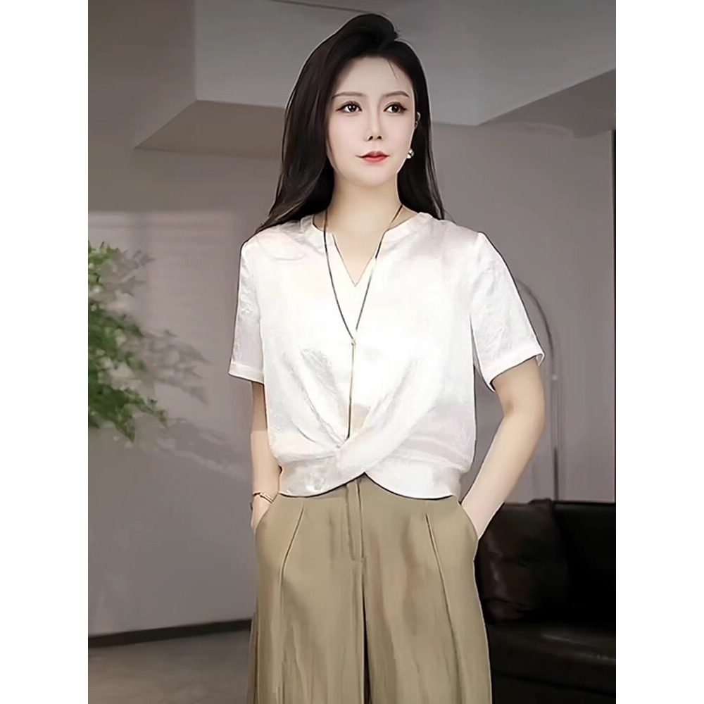 品牌折扣正品女装断码清仓特价不能退换欧货高端缎面衬衫短袖T恤