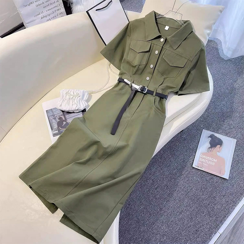 品牌折扣正品女装断码清仓特价不能退换POLO领短袖牛仔连衣裙女夏