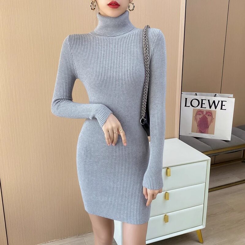 品牌折扣正品女装断码清仓特价不能退换本命年红色半高领针织连衣