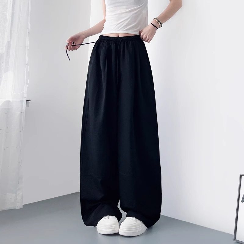 品牌正品女装衣服断码特价清仓 不退换-黑色冰丝阔腿裤子女夏季薄