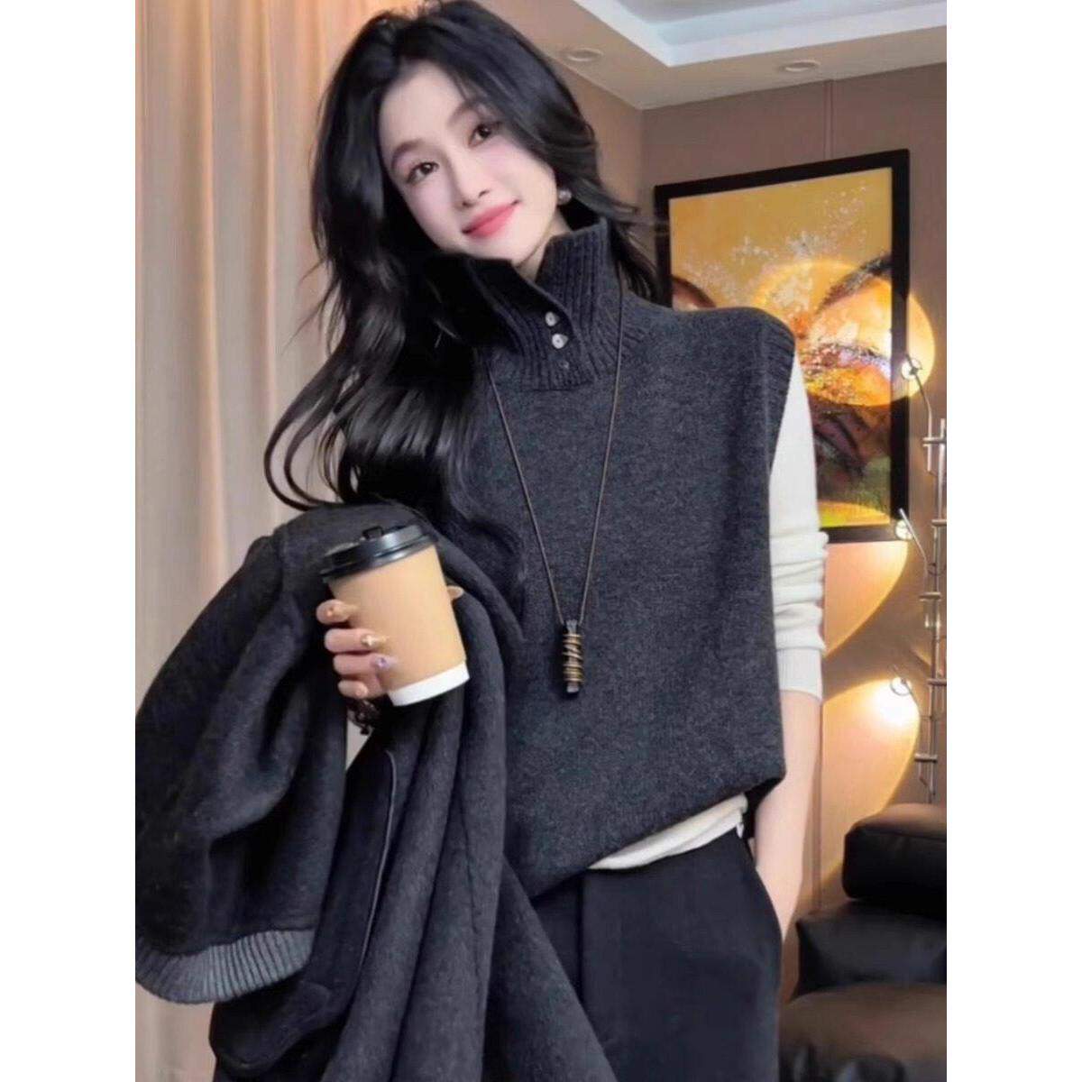 品牌正品女装衣服断码特价清仓 不退换-格雷灰高领内搭无袖背心